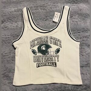 Michigan State University Football Women's Off White Tank Top